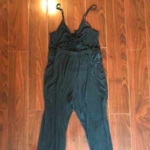 Cropped Tie Front Jump Suit